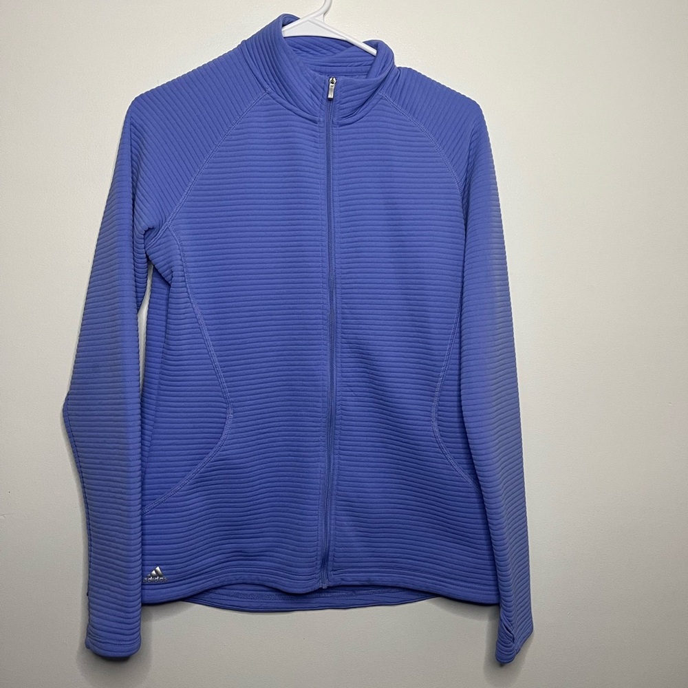 Adidas Golf Women's Royal Blue Essentials 3-Stripes Textured Layer Jacket Medium